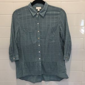 Jjill size XSP teal 100% cotton button down top.